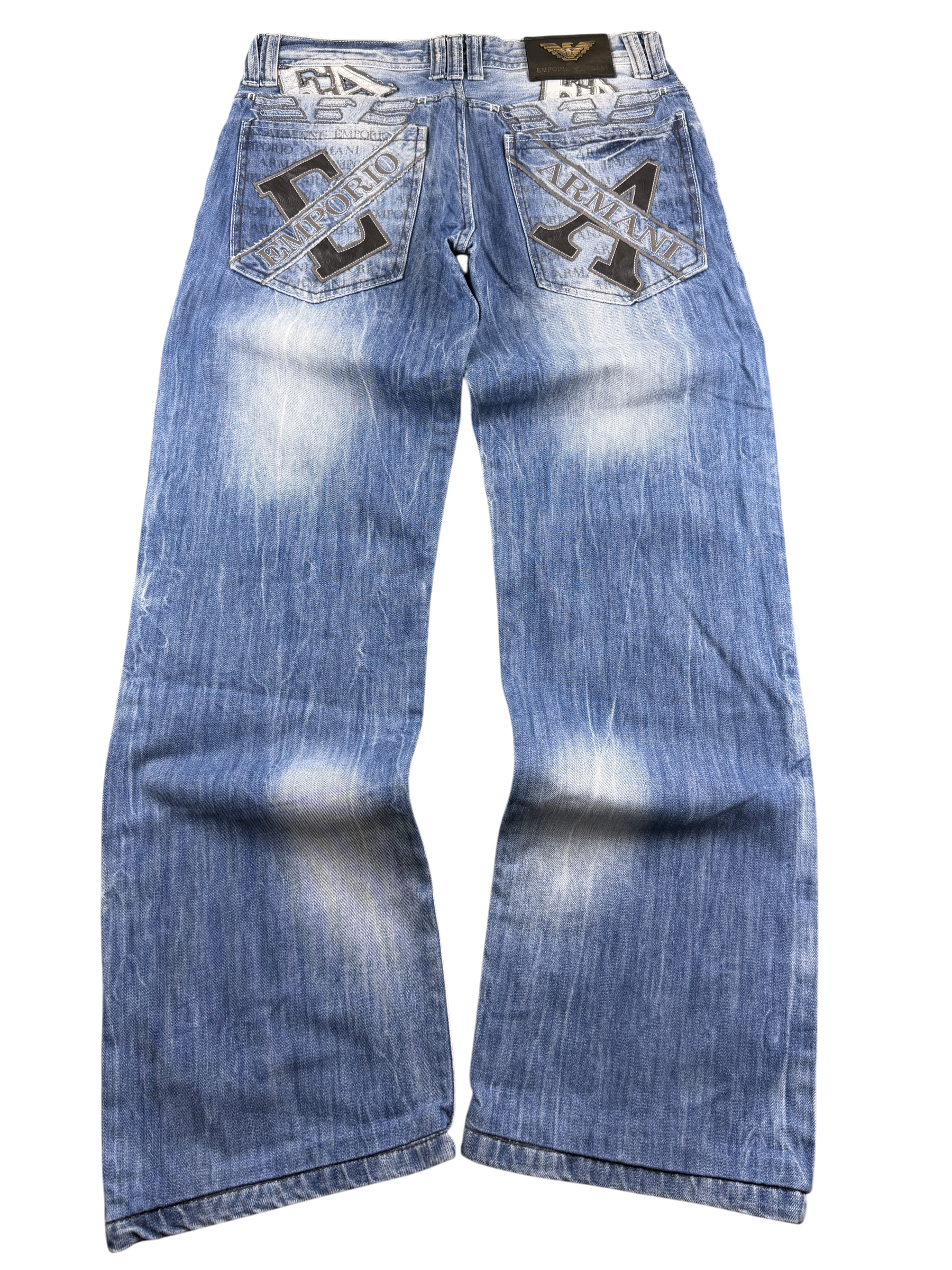 Armani crazy washed Big Logo Bootcut Jeans (S-M)