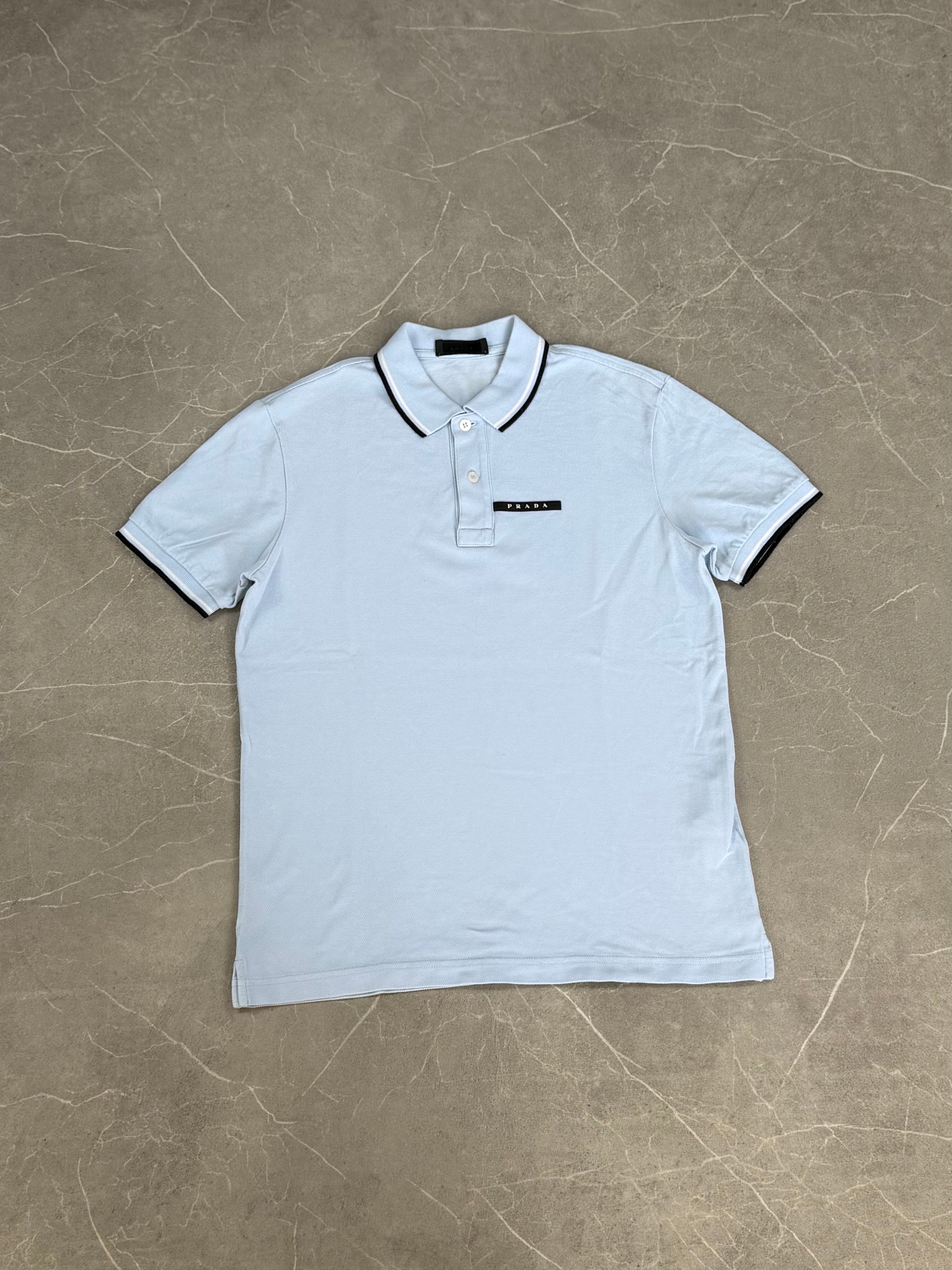 Prada Slim Fit Polo Shirt Baby Blue (S)