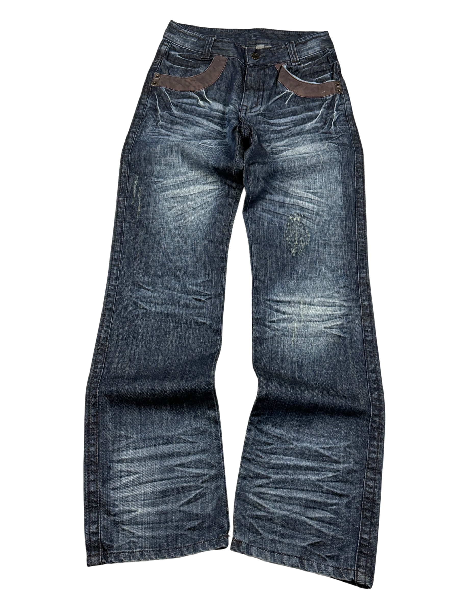 Crazy Washed Straight Jeans (XS-S)