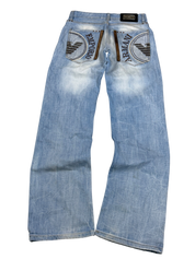 Armani Crazy Washed Big Logo Bootcut Jeans (M)