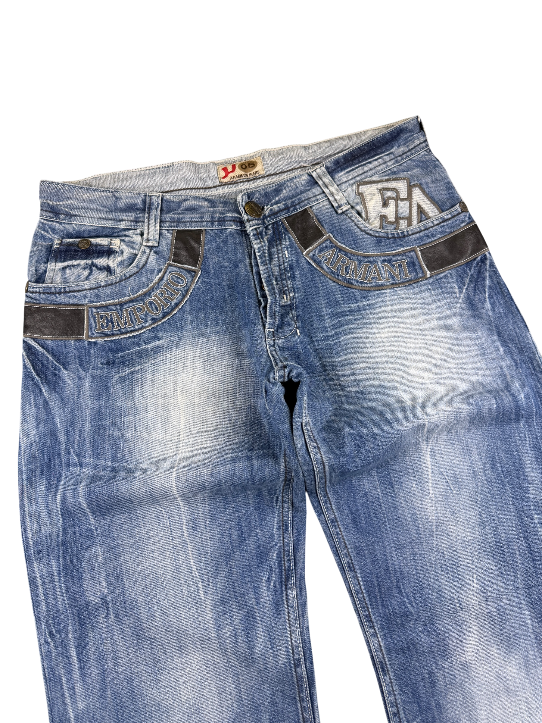 Armani crazy washed Big Logo Bootcut Jeans (S-M)