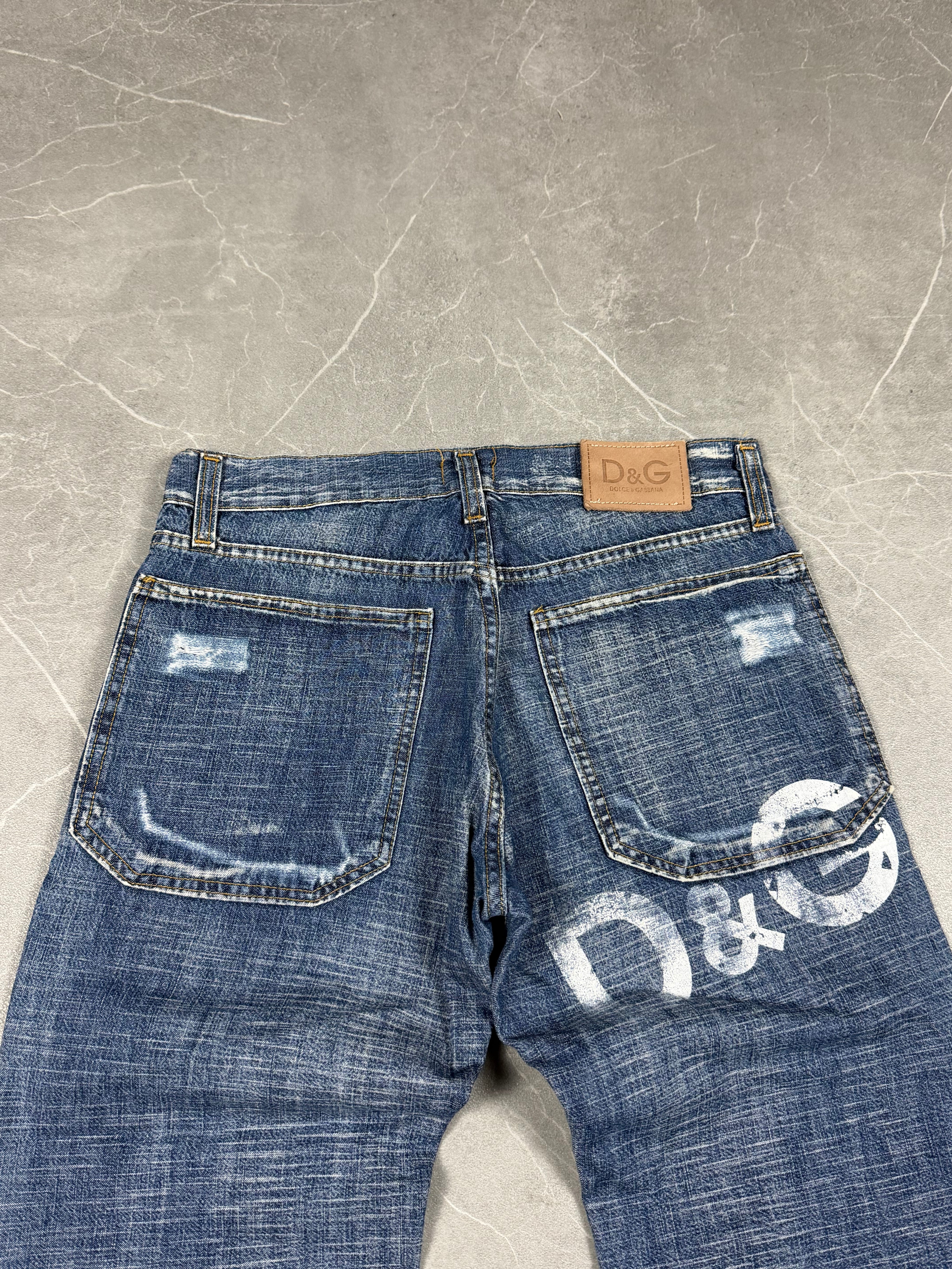 Dolce Gabbana Ripped Logo Jeans (S)