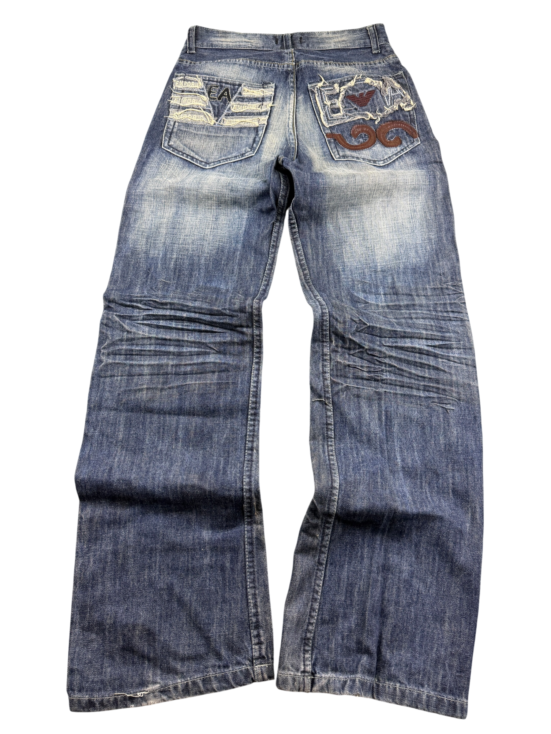 Armani crazy washed Big Logo Bootcut Jeans (XS-S)