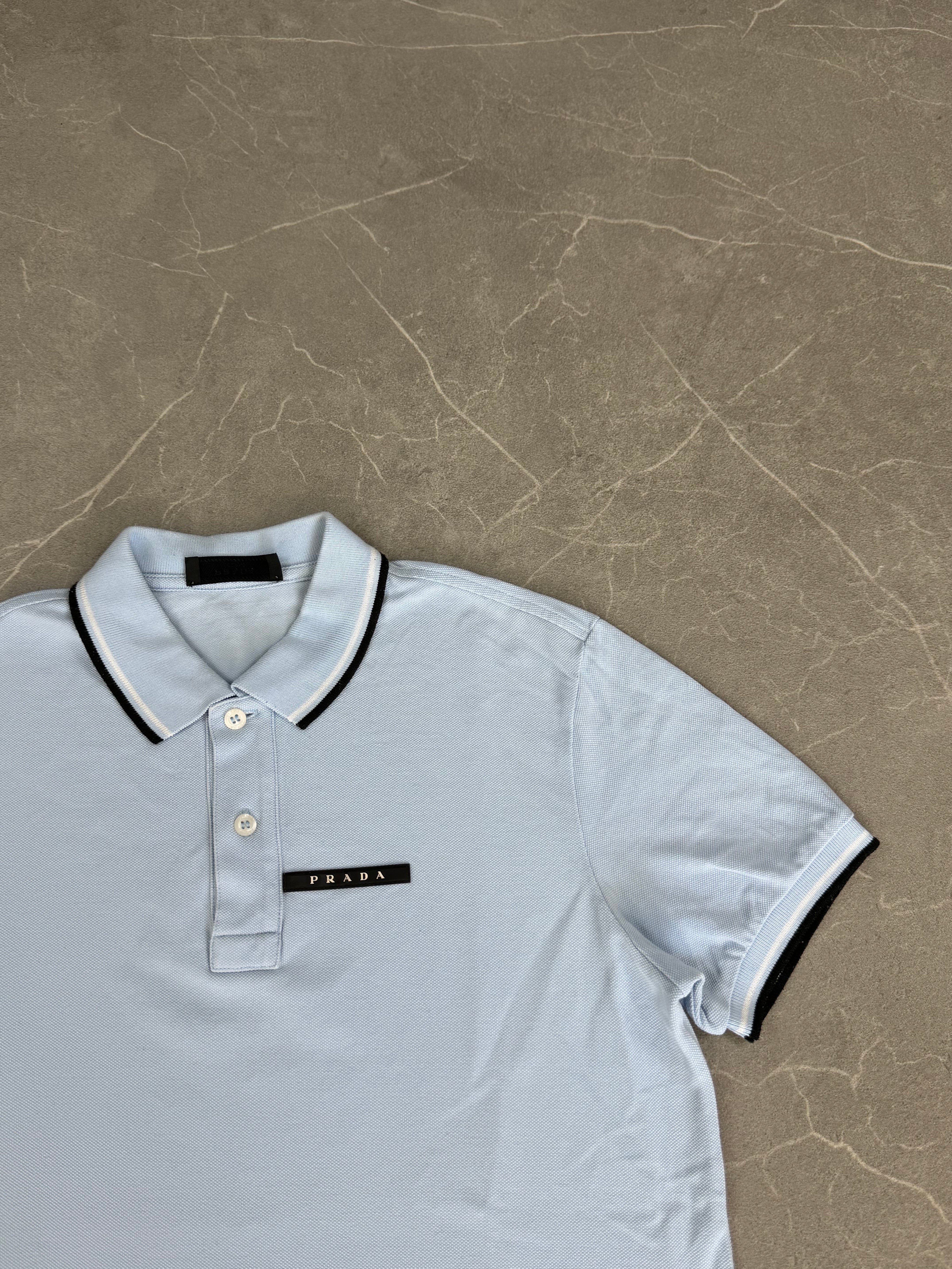 Prada Slim Fit Polo Shirt Baby Blue (S)