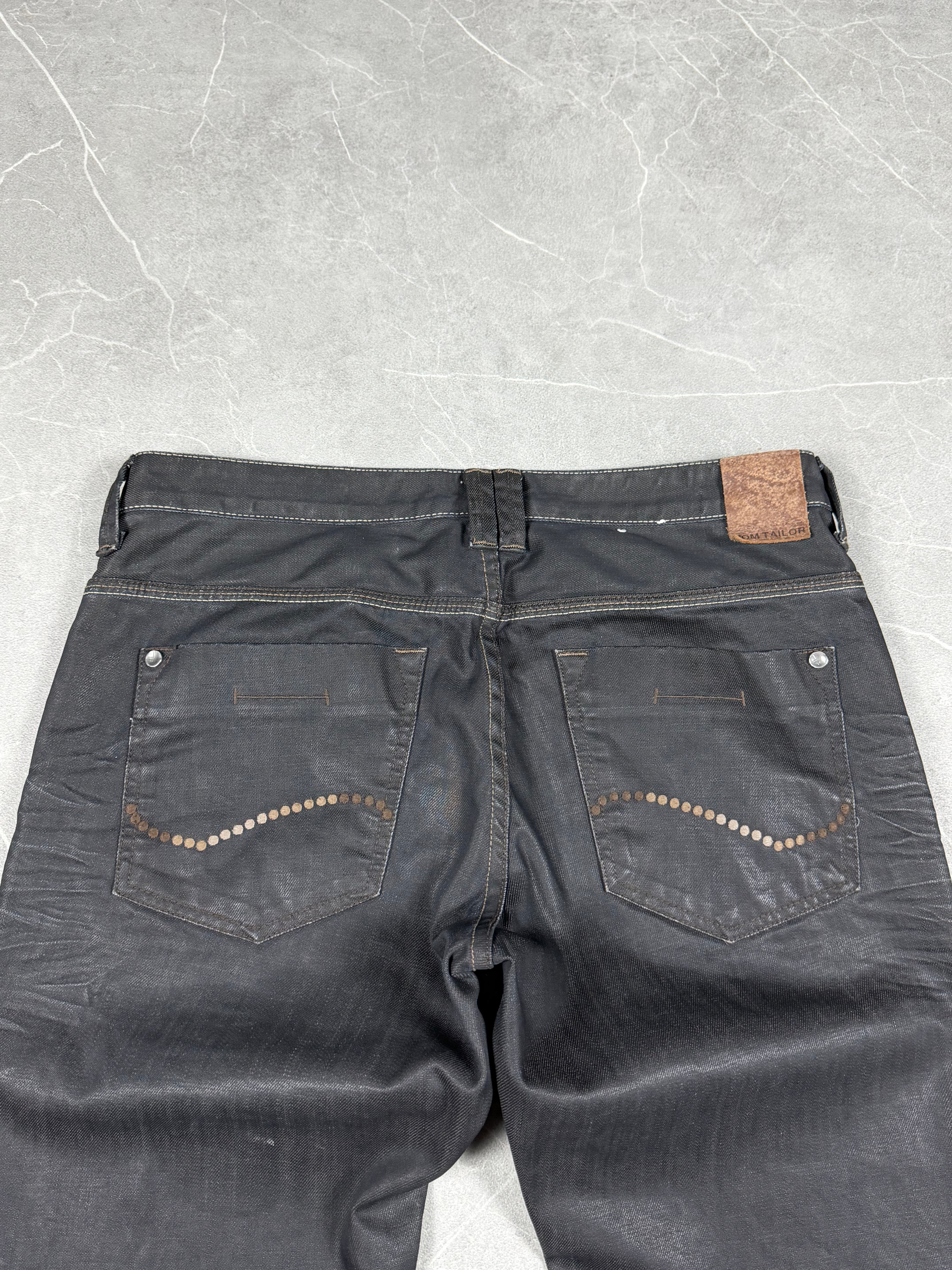 Vintage Washed Waxed Look Bootcut Jeans (S-M)