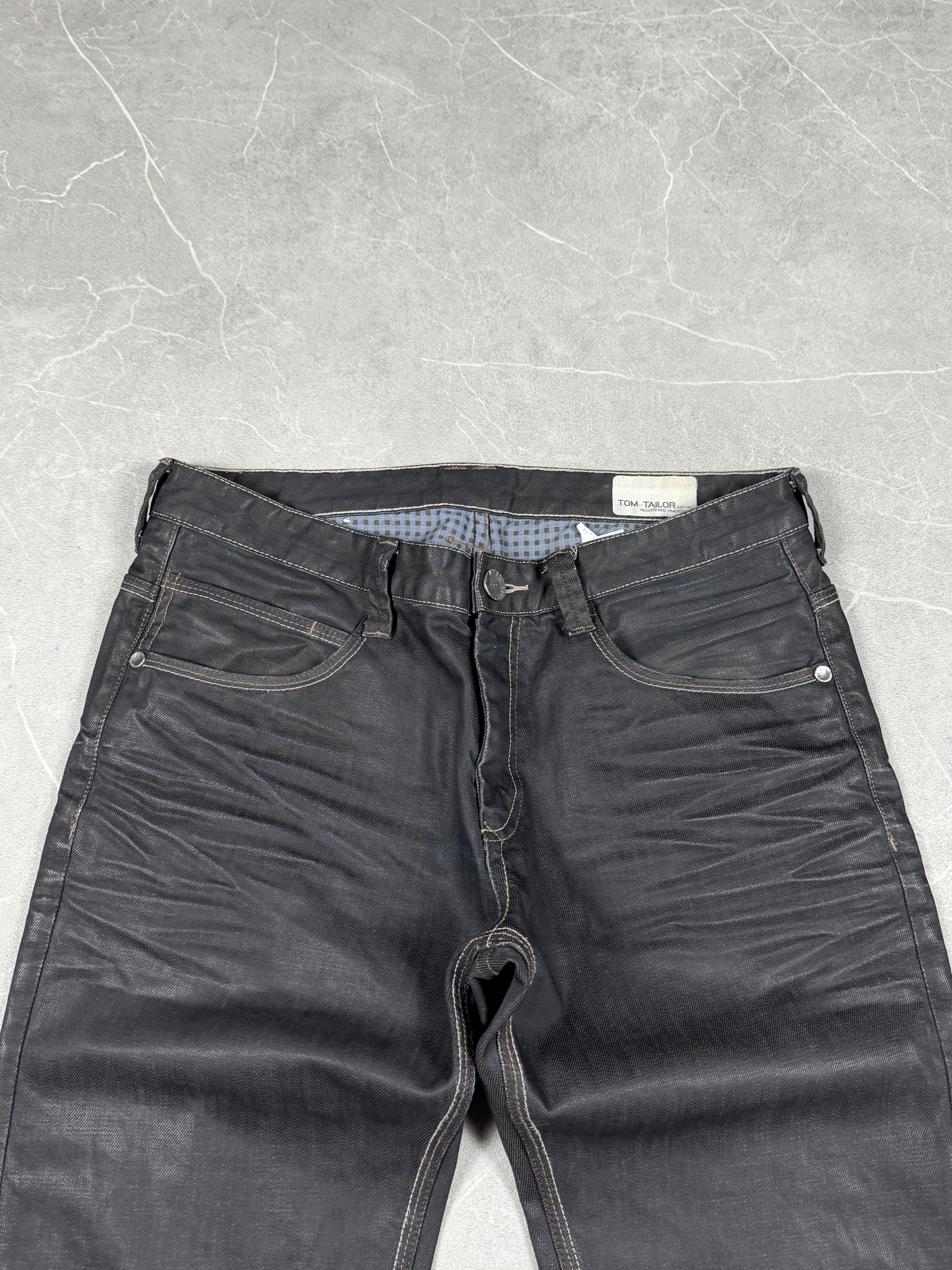 Vintage Washed Waxed Look Bootcut Jeans (S-M)