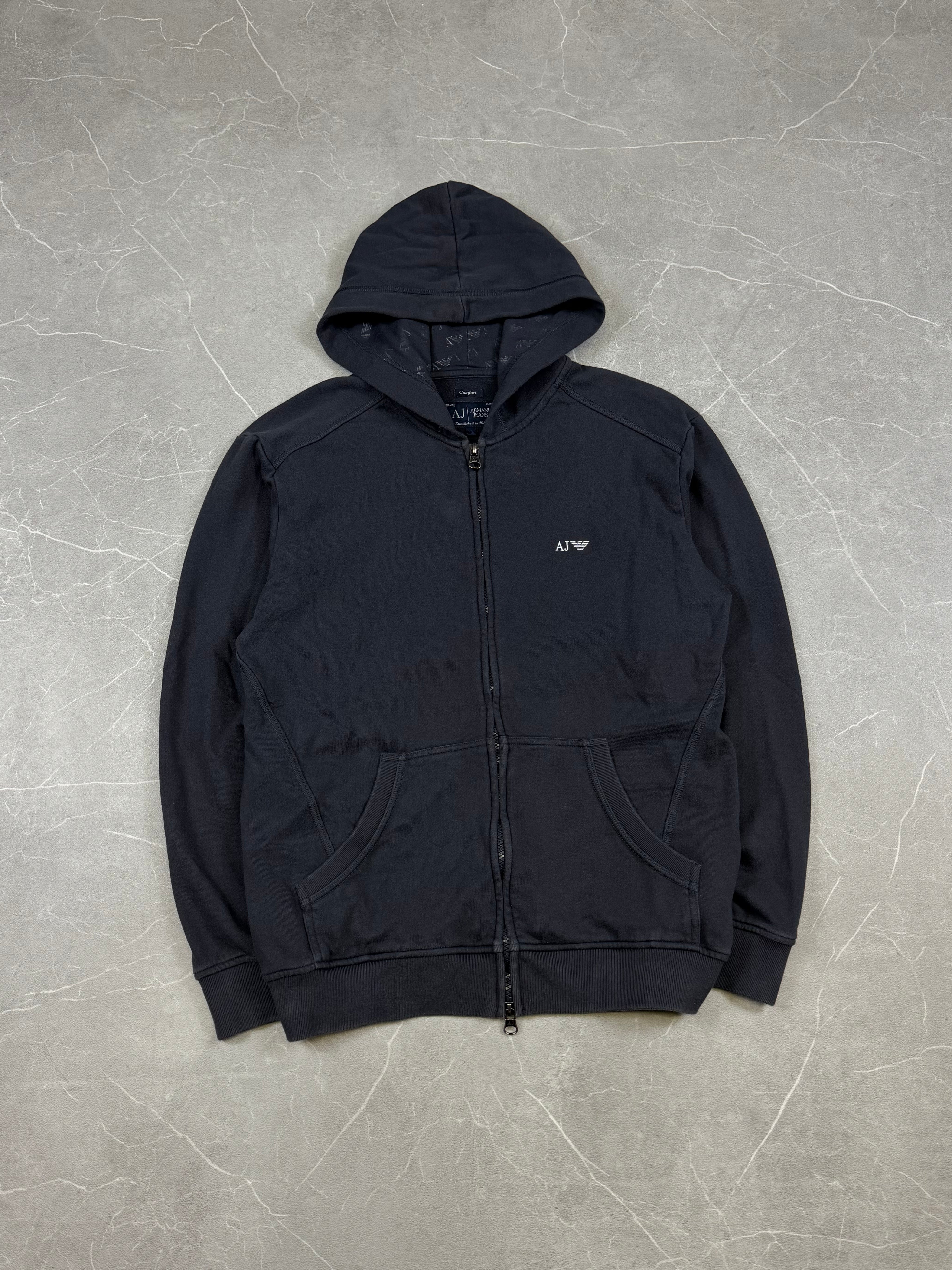 Armani Printed Hood Zip Hoodie (M)