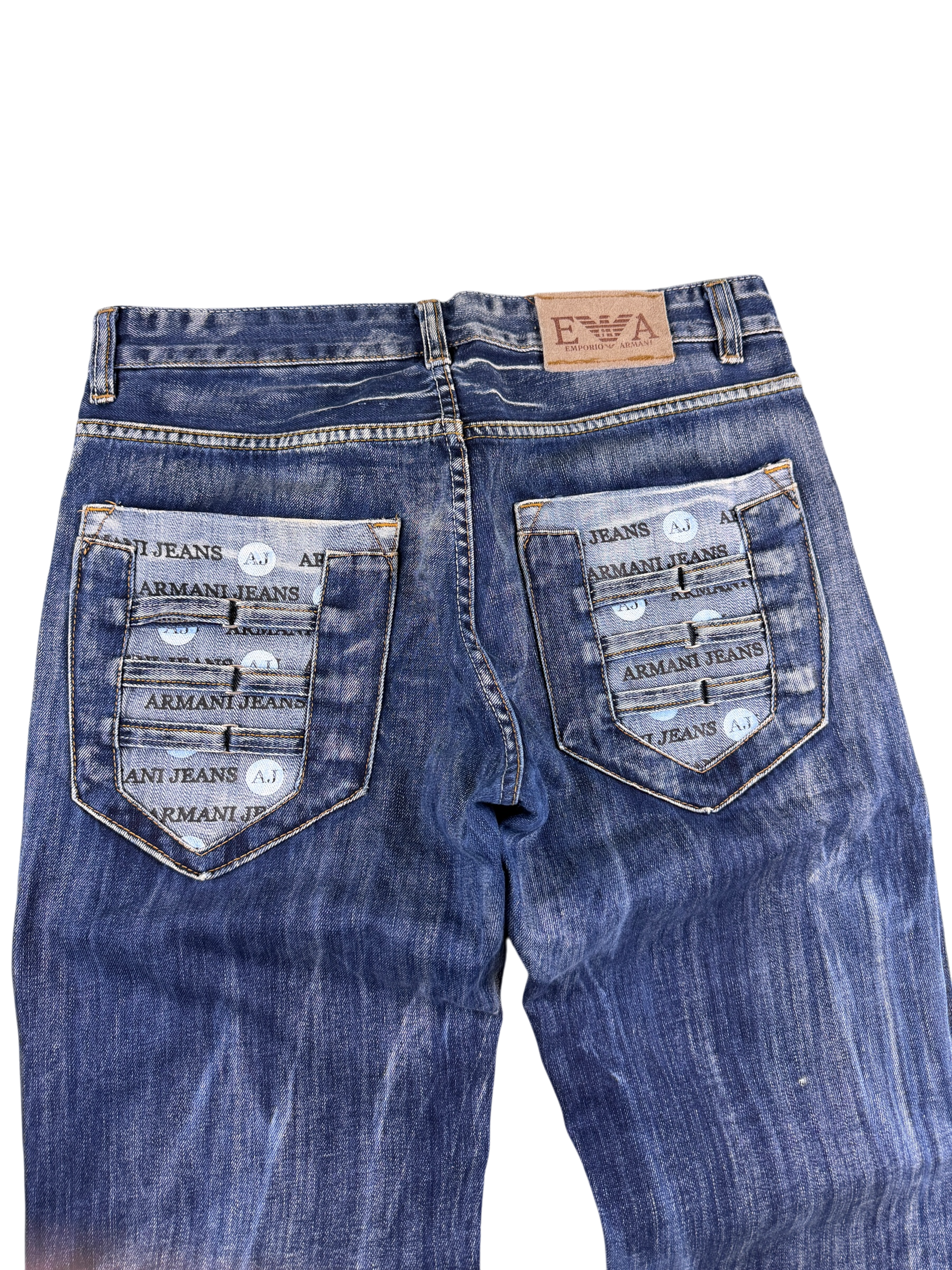 Armani crazy washed Big Logo Baggy Jeans (M)