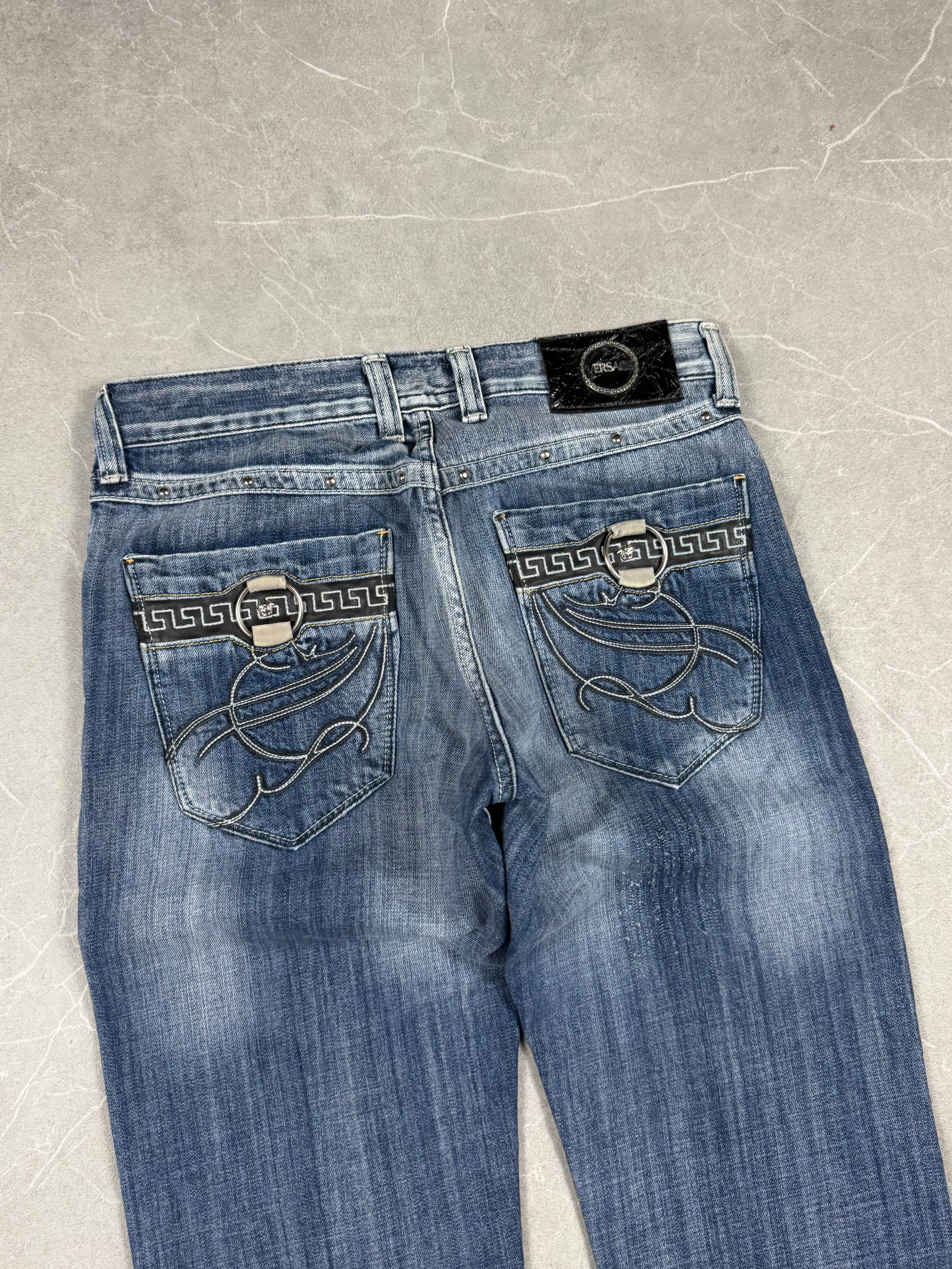 Versace Big Logo washed Bootcut Jeans (XS)