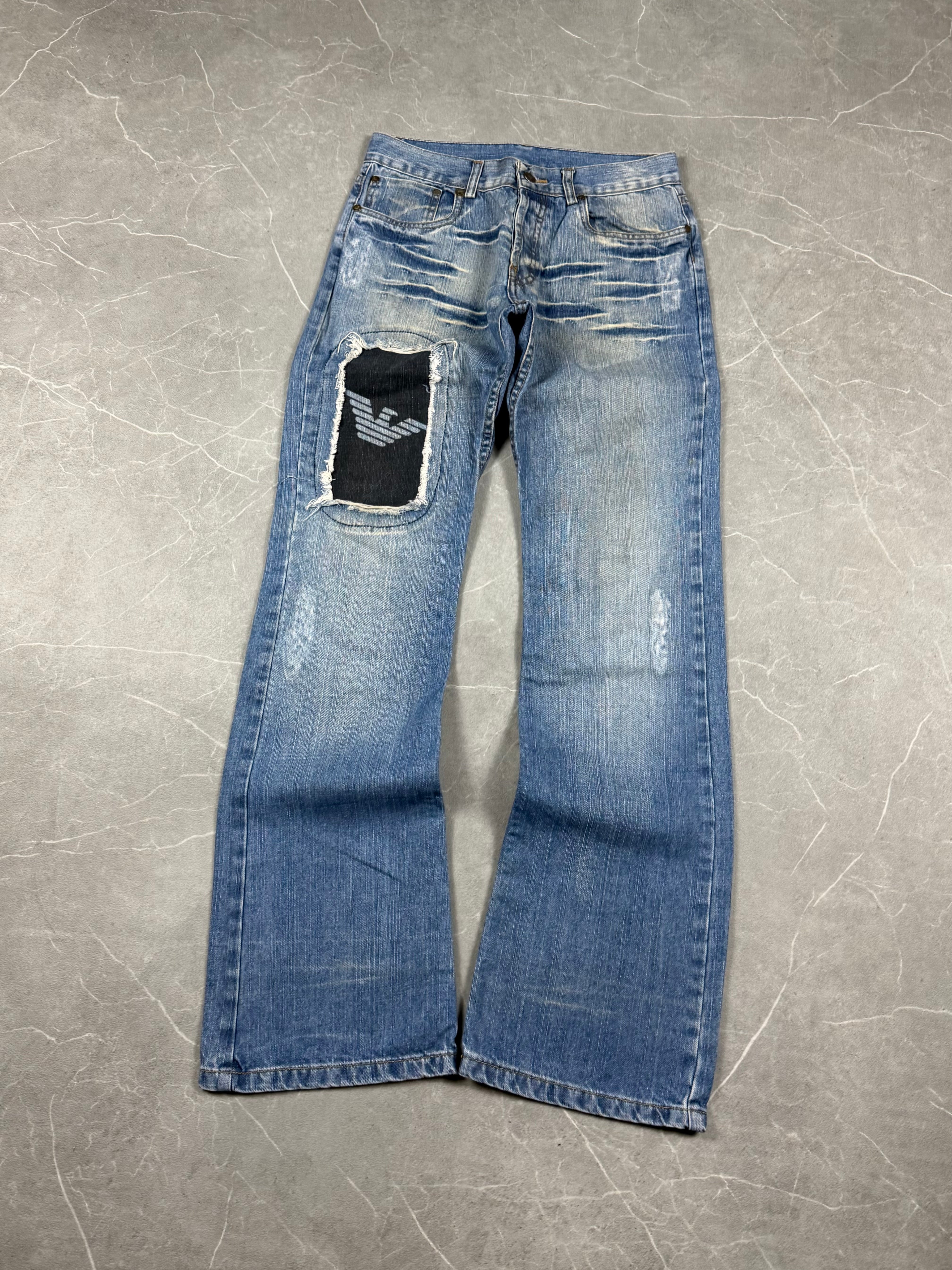 Armani Big Logo Washed Bootcut Jeans (S)