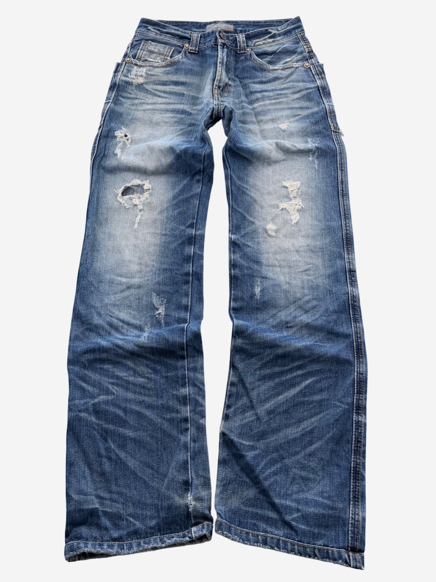 Vintage Washed Straight-Fit Jeans (XS)
