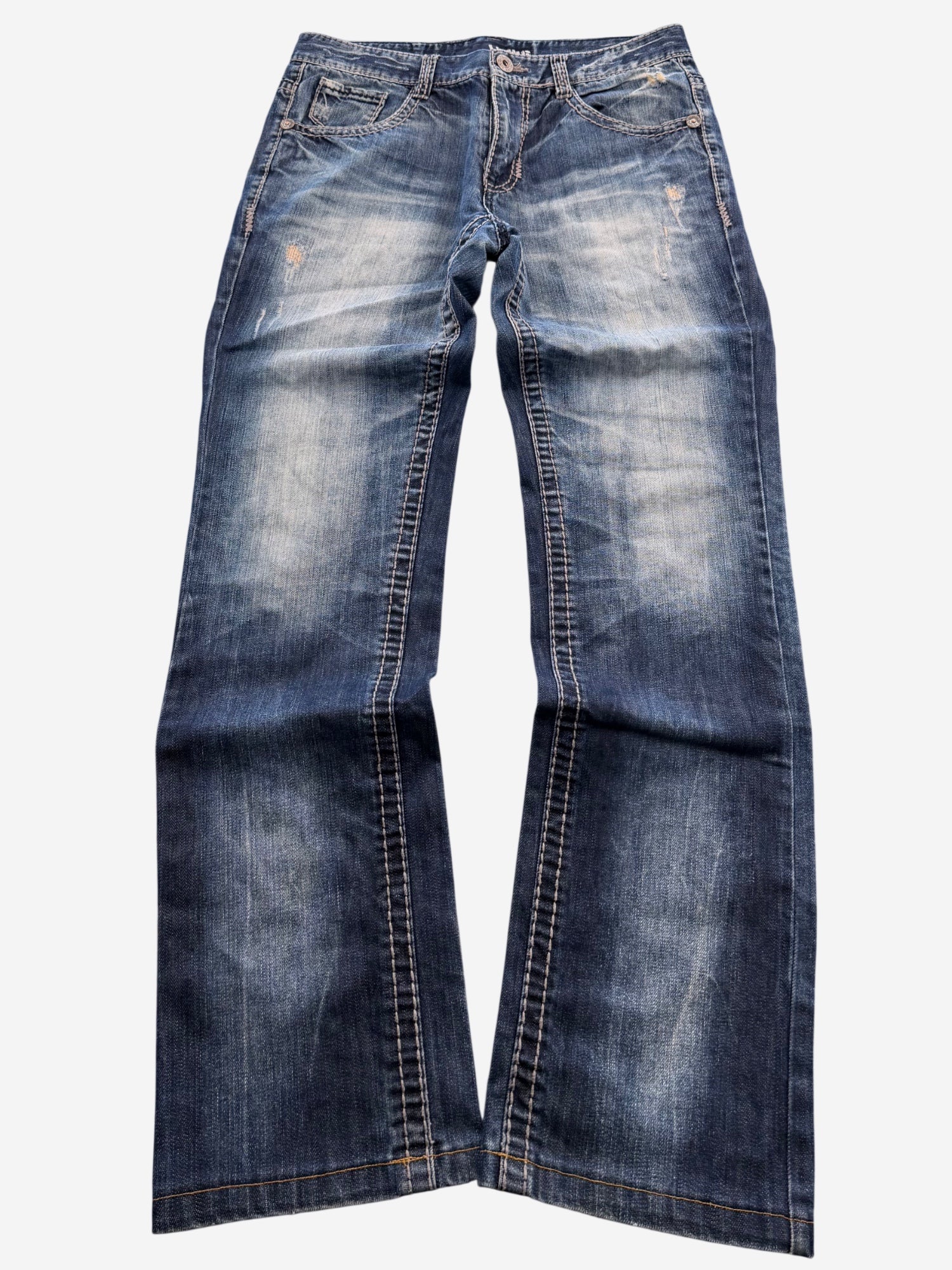 Vintage Washed Straight-Fit Jeans (XS-S)
