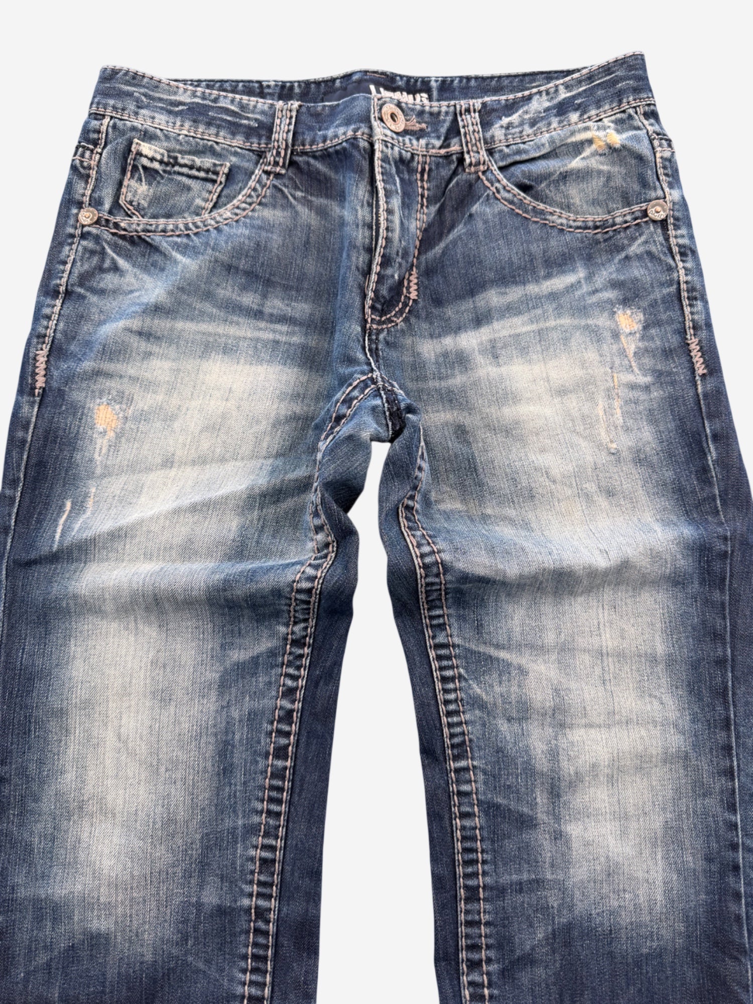 Vintage Washed Straight-Fit Jeans (XS-S)