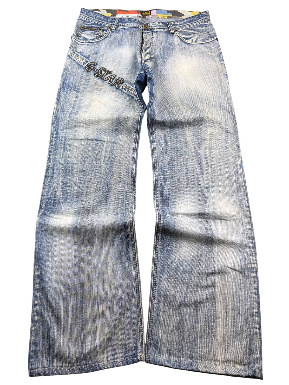 G-Star Big Logo Washed Straightfit Jeans (XL)