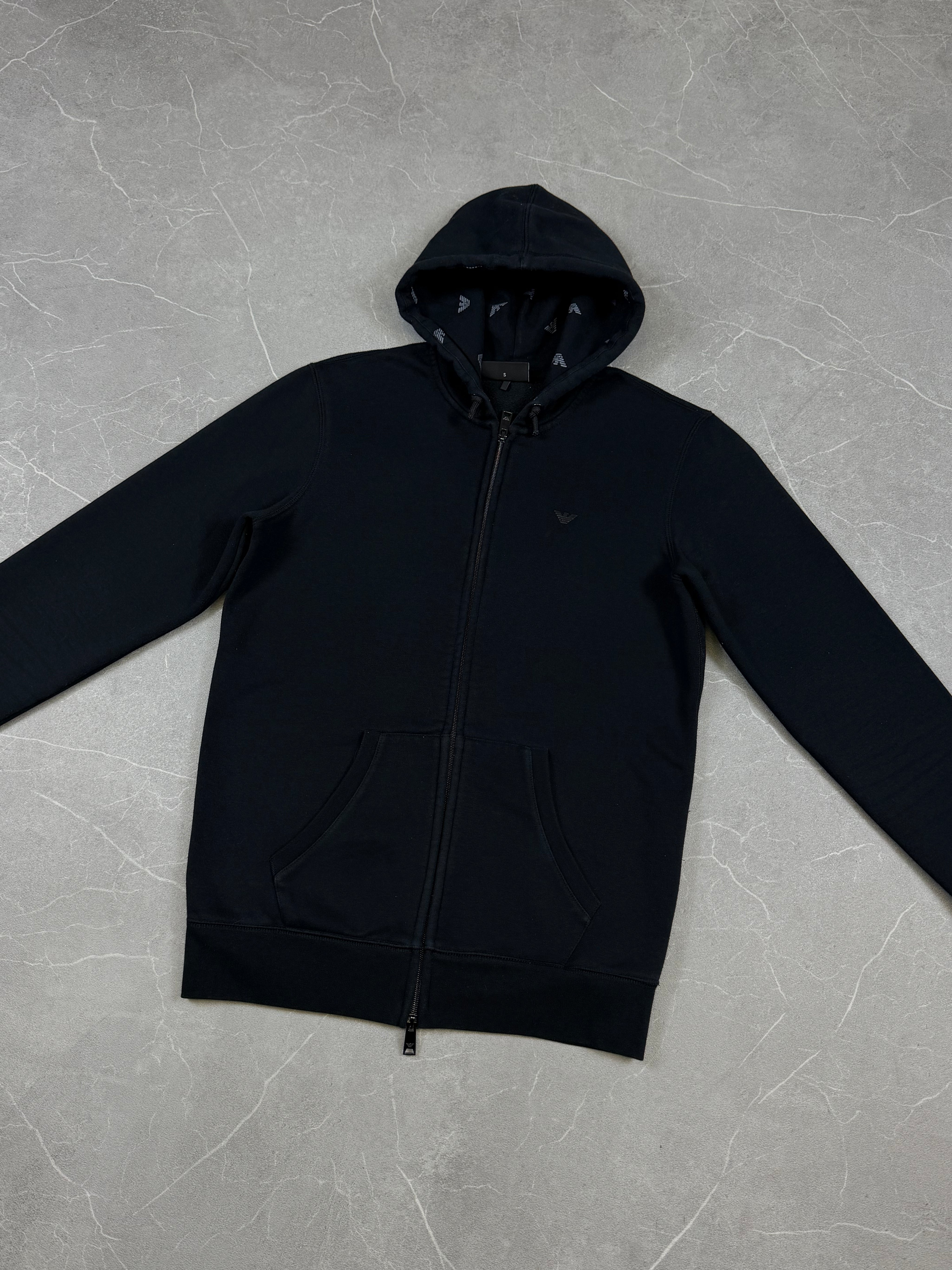 Armani Printed Hood Zip Hoodie (S)