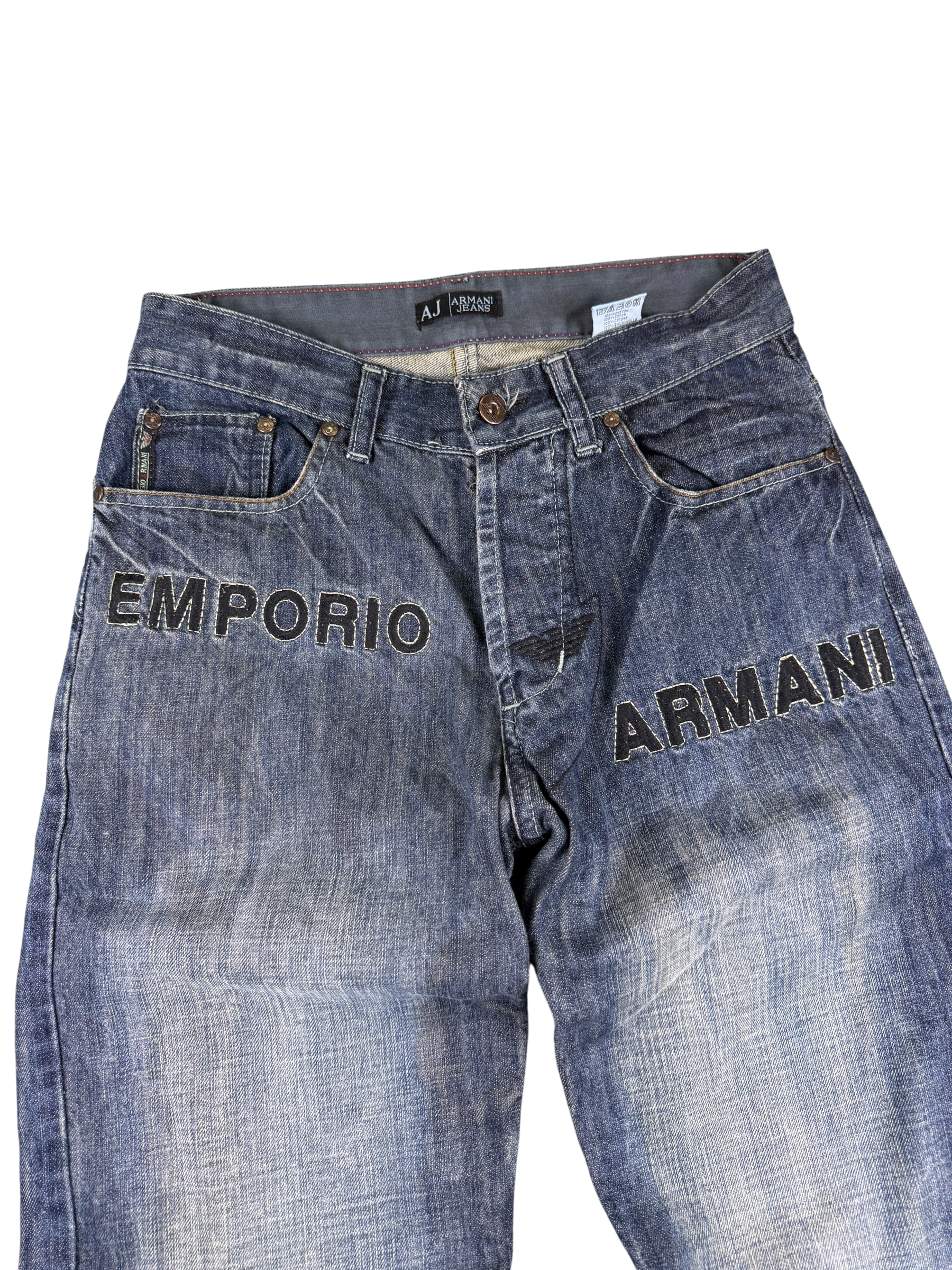 Armani crazy washed Big Logo Bootcut Jeans (XS-S)