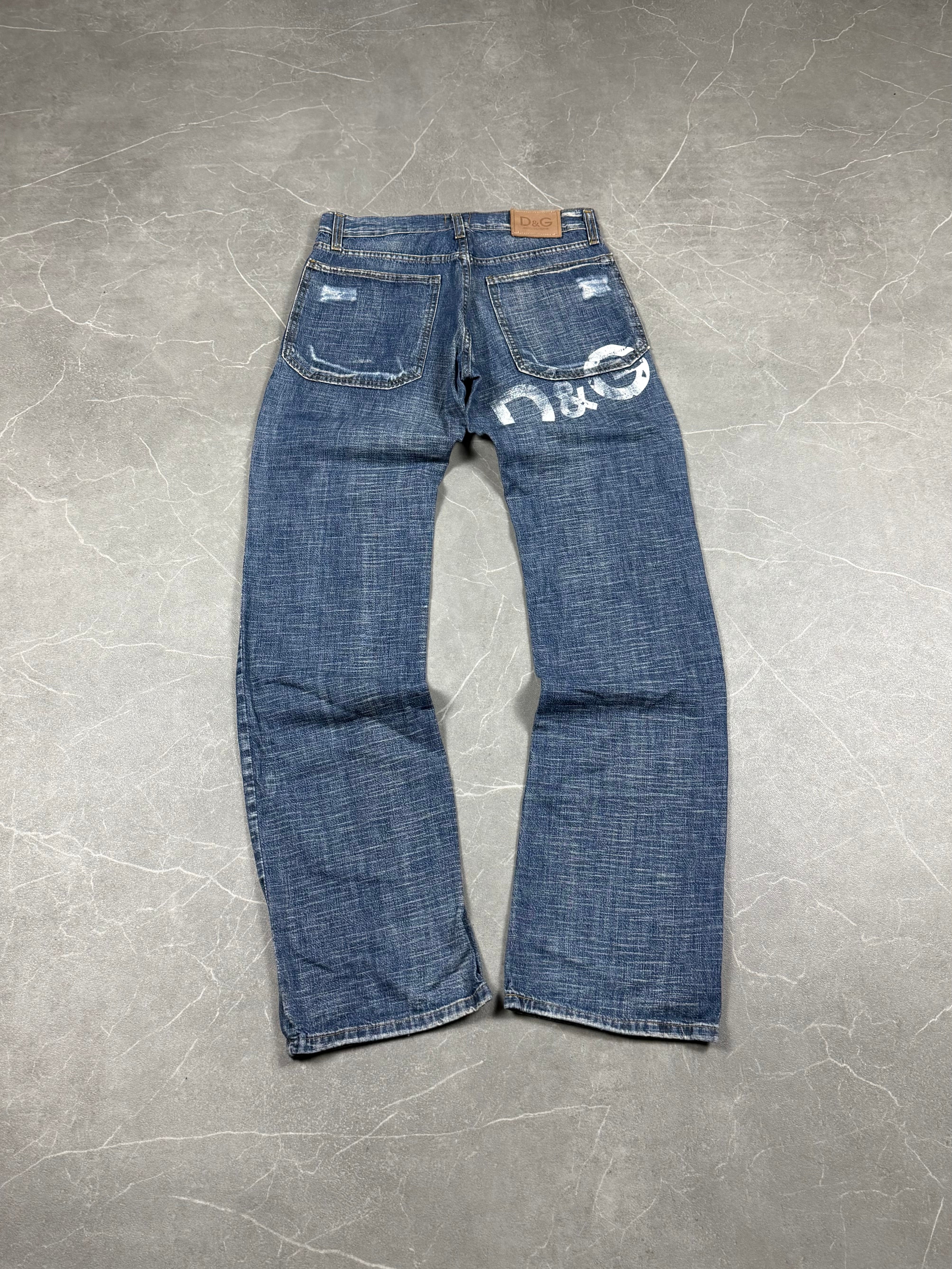 Dolce Gabbana Ripped Logo Jeans (S)