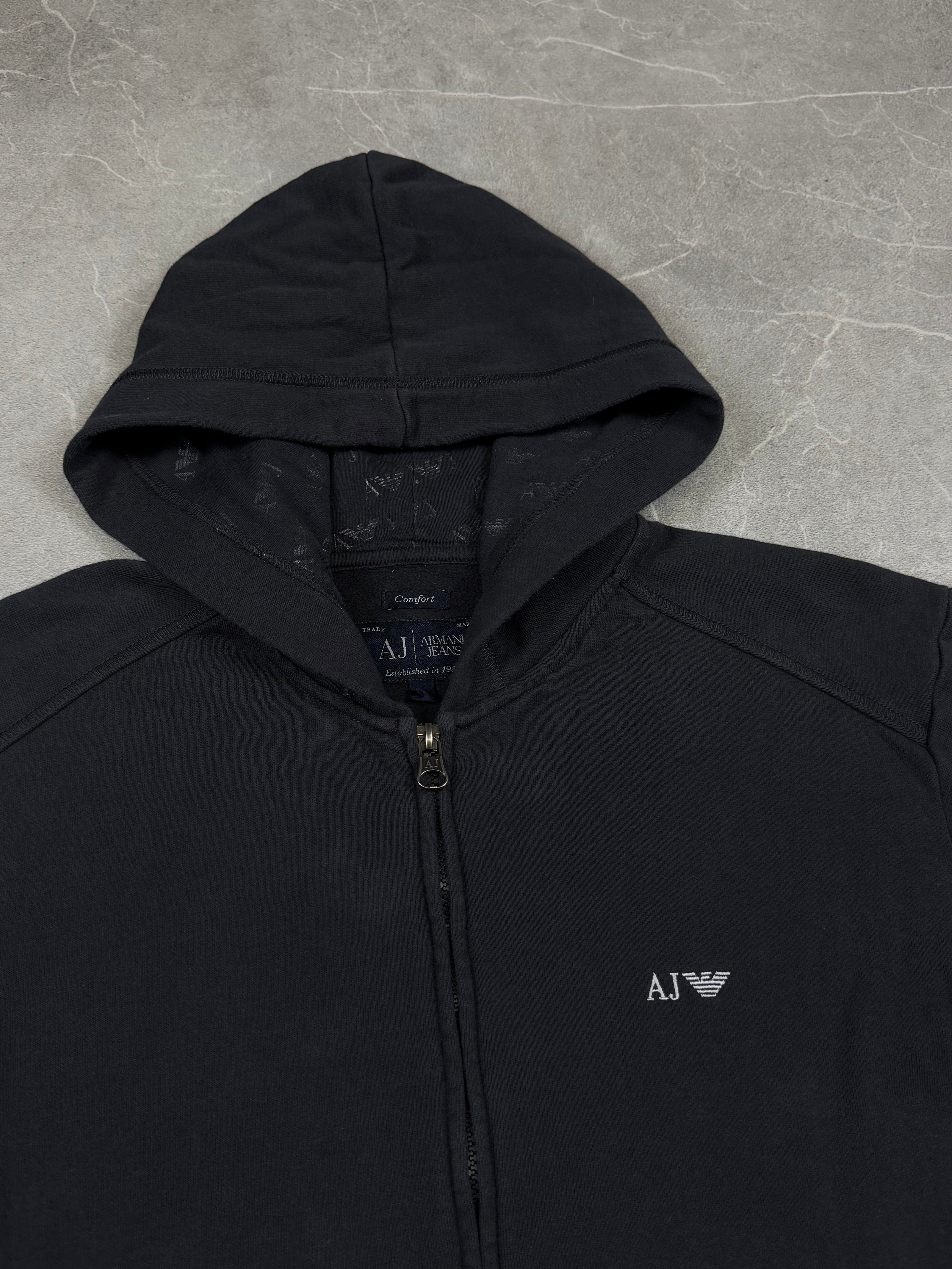 Armani Printed Hood Zip Hoodie (M)