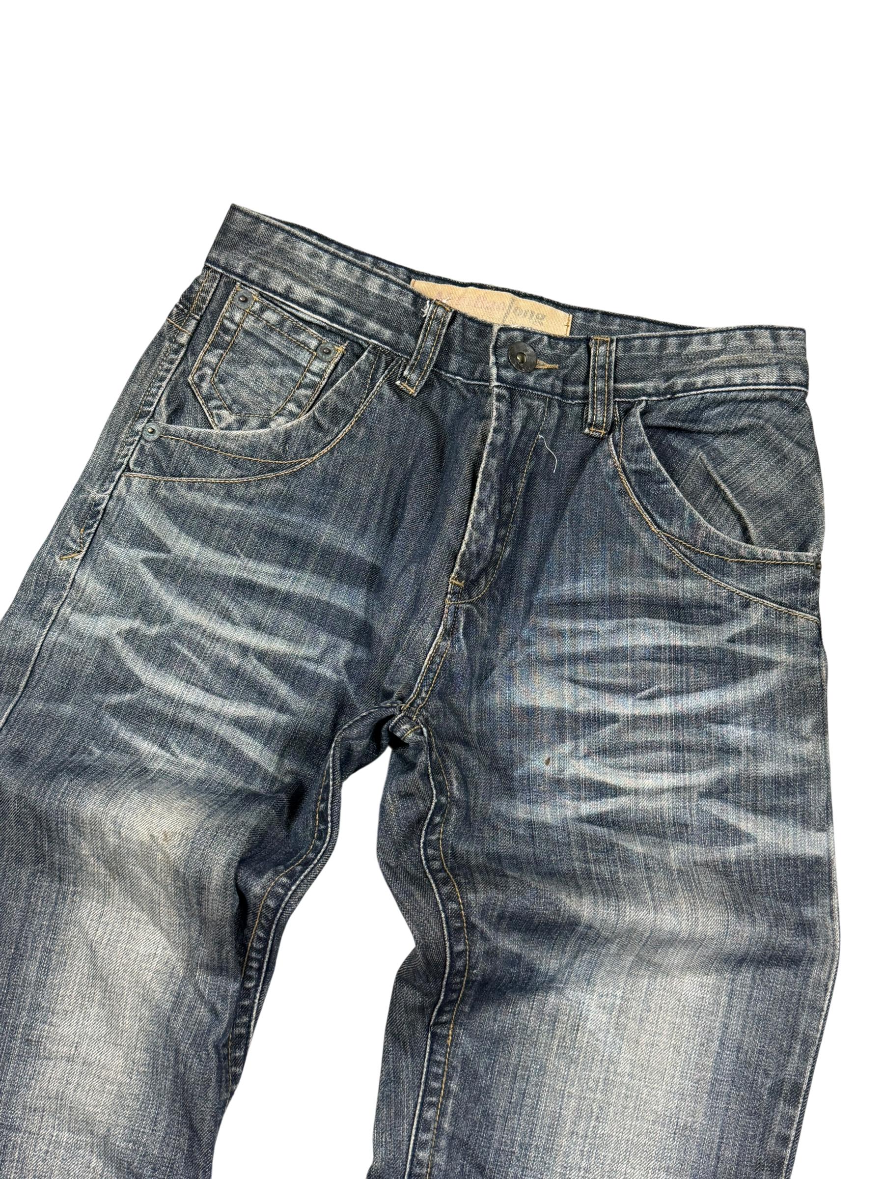 Washed Straight-Fit Jeans (XS-S)
