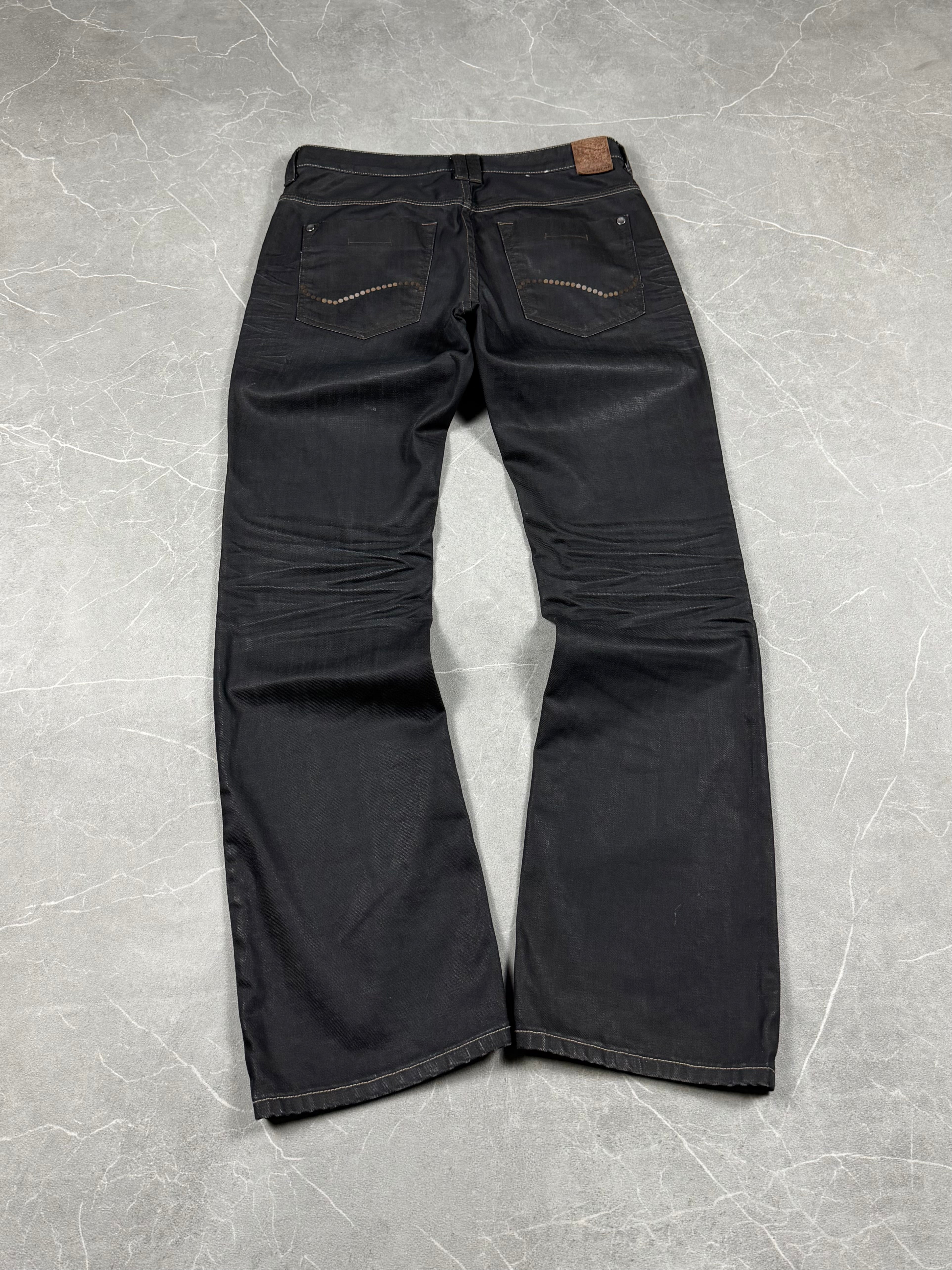 Vintage Washed Waxed Look Bootcut Jeans (S-M)