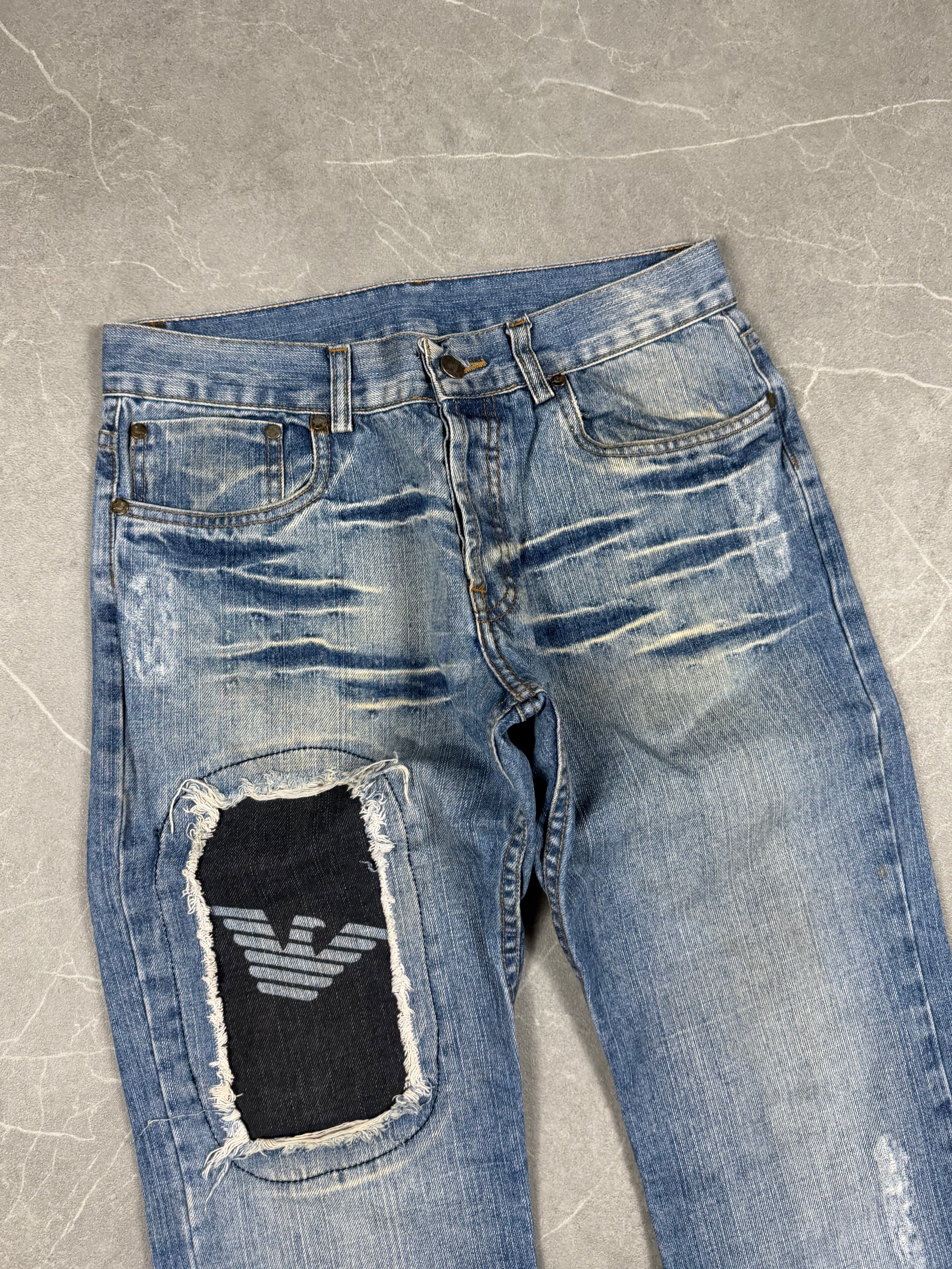 Armani Big Logo Washed Bootcut Jeans (S)
