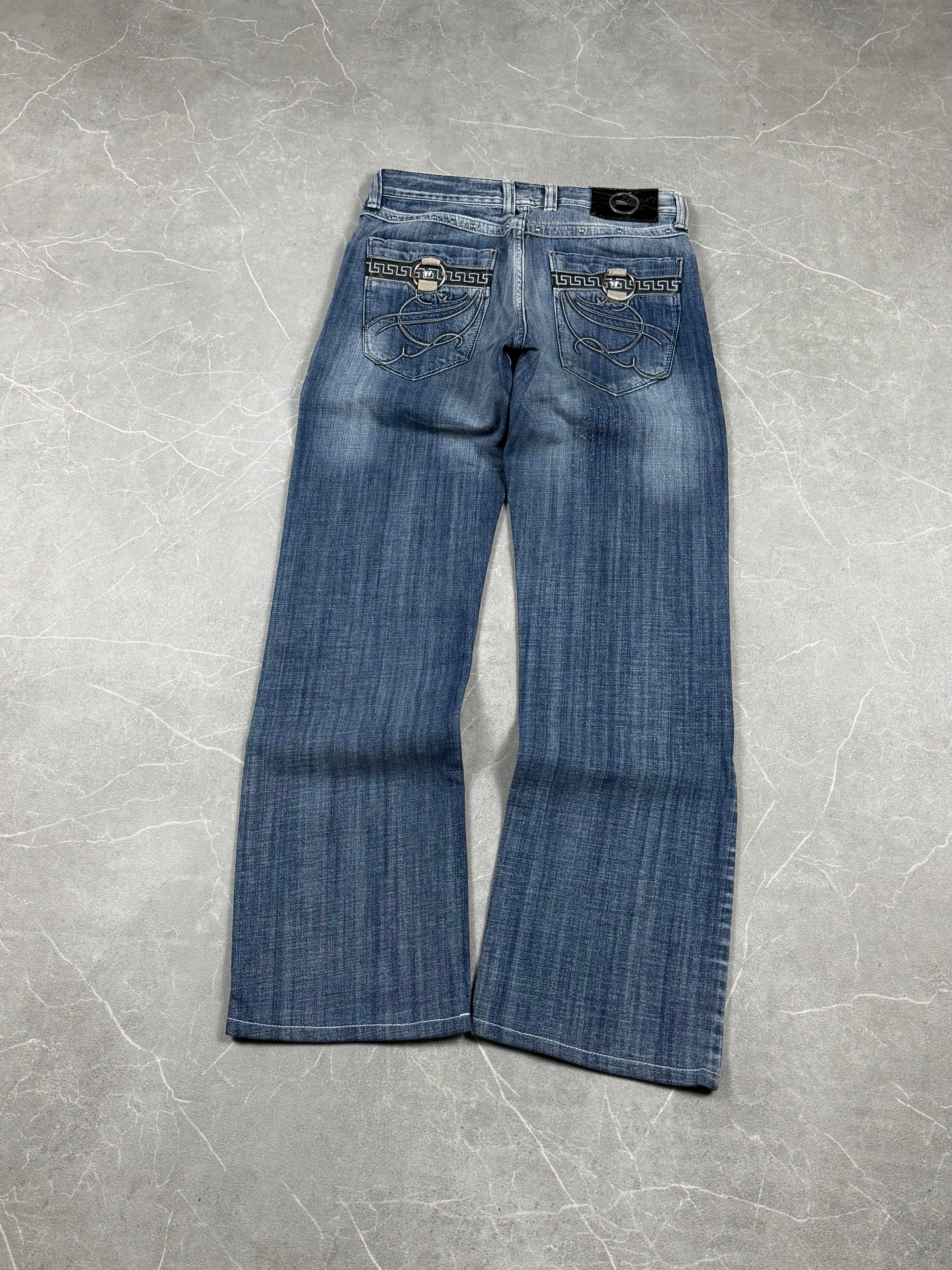 Versace Big Logo washed Bootcut Jeans (XS)
