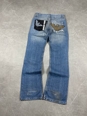 Armani Big Logo Washed Bootcut Jeans (S)
