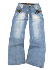 Armani Crazy Washed Big Logo Bootcut Jeans (M)