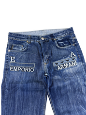 Armani crazy washed Big Logo Baggy Jeans (M)