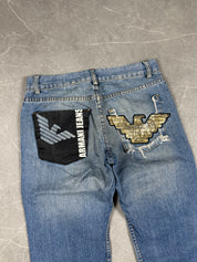Armani Big Logo Washed Bootcut Jeans (S)