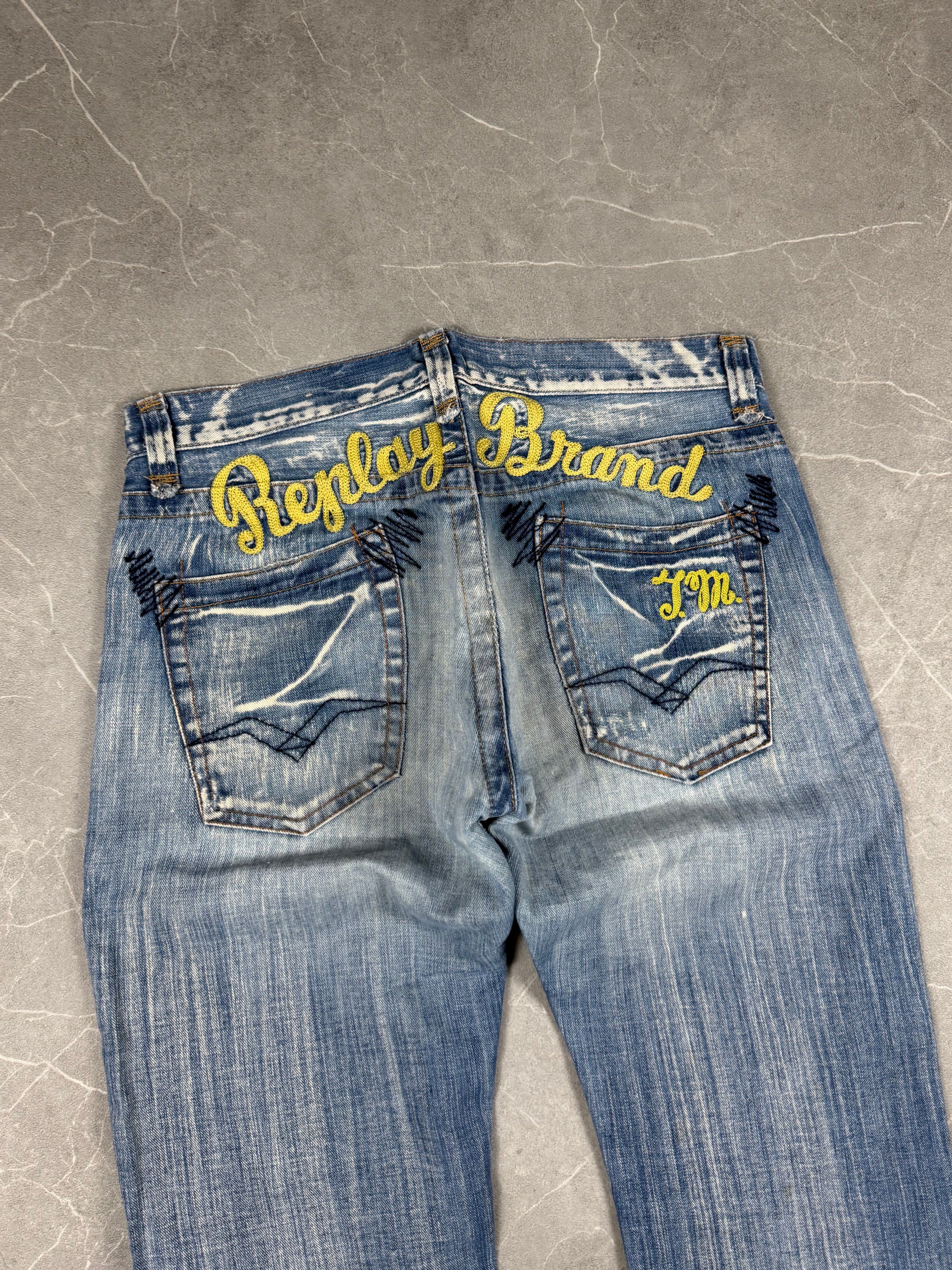 Replay washed/Bootcut vintage Big Logo Jeans (M-L)