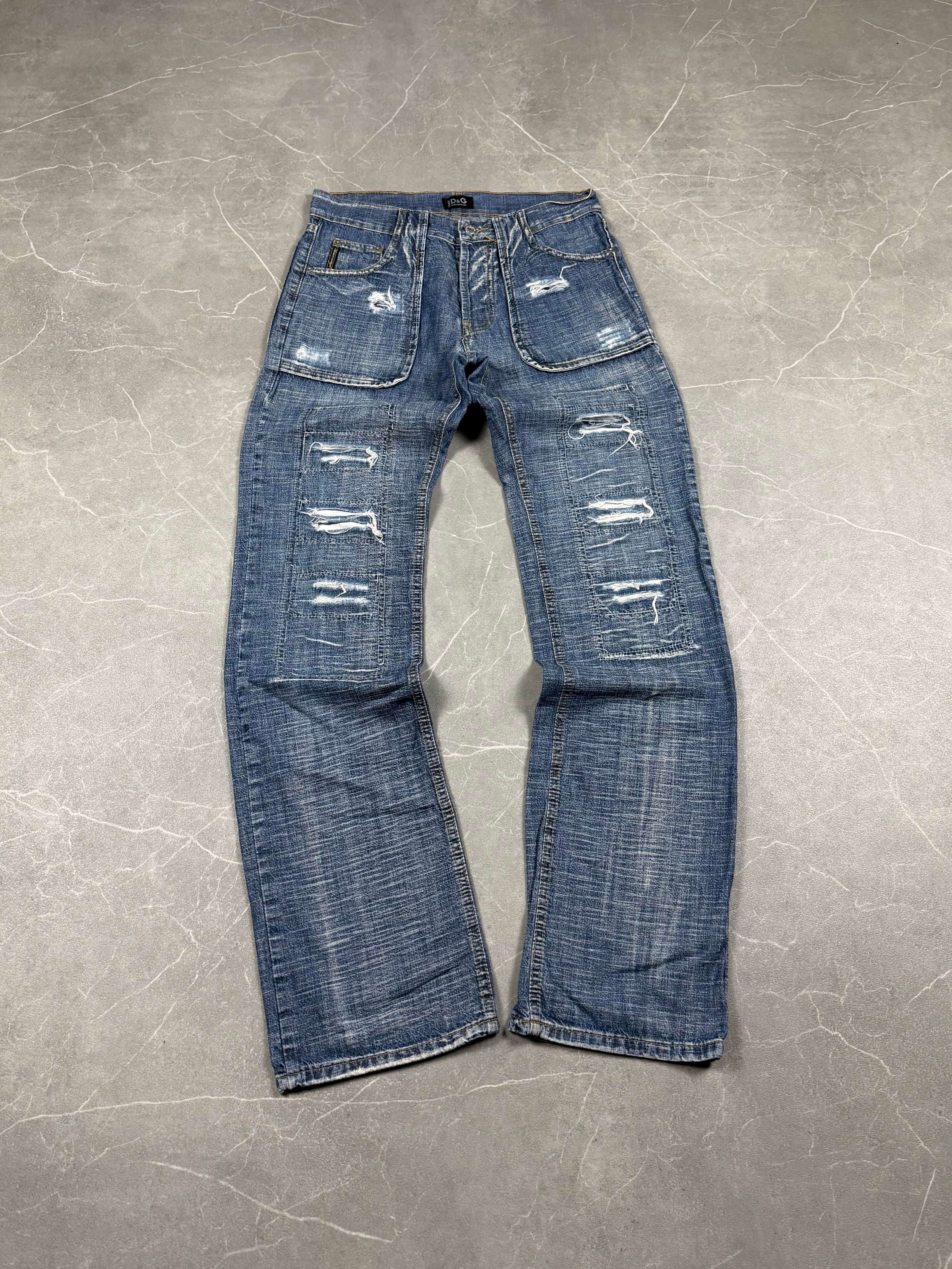Dolce Gabbana Ripped Logo Jeans (S)