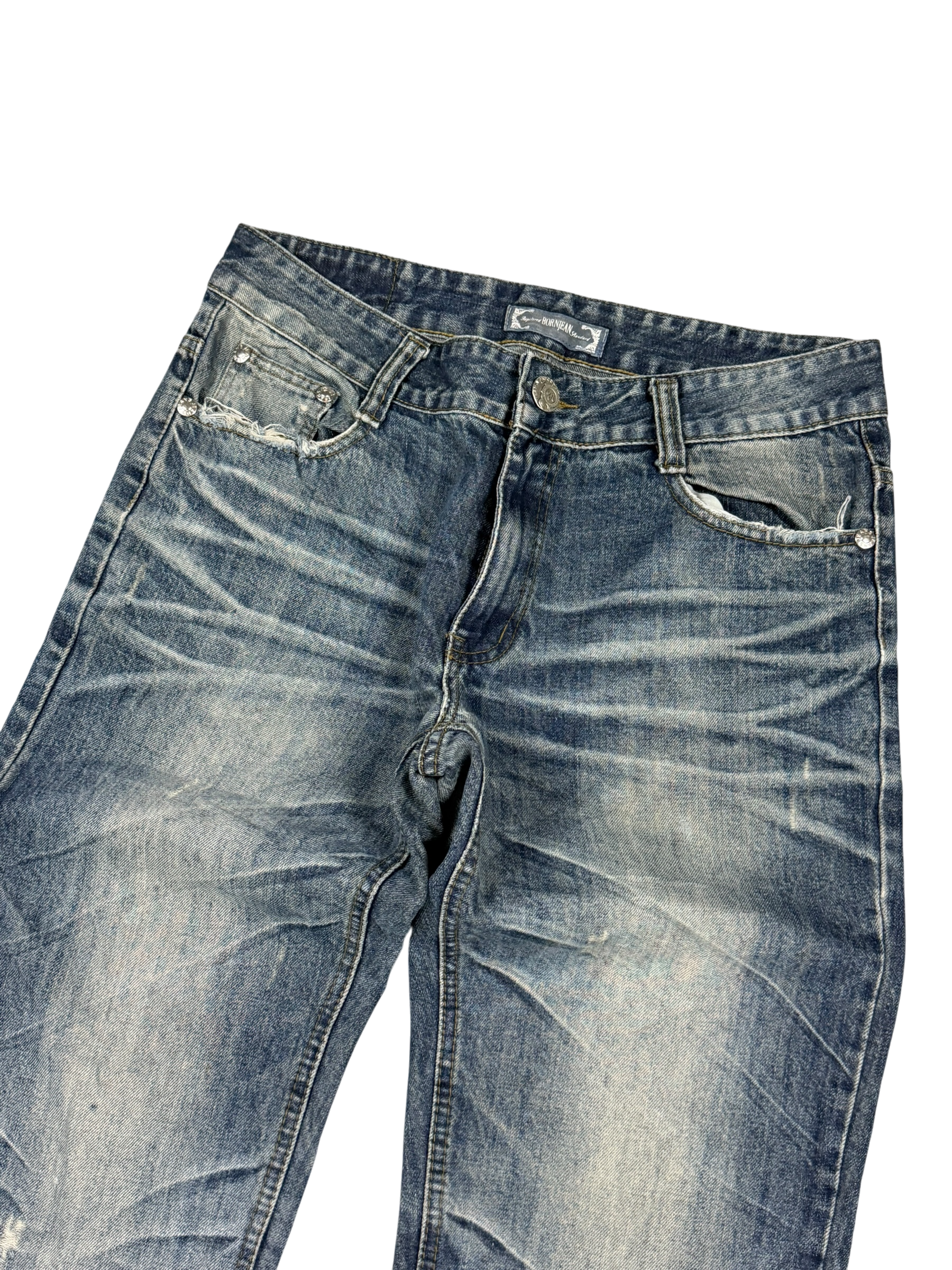 Washed Straight-Fit Jeans (S)