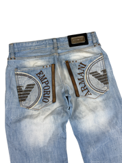 Armani Crazy Washed Big Logo Bootcut Jeans (M)