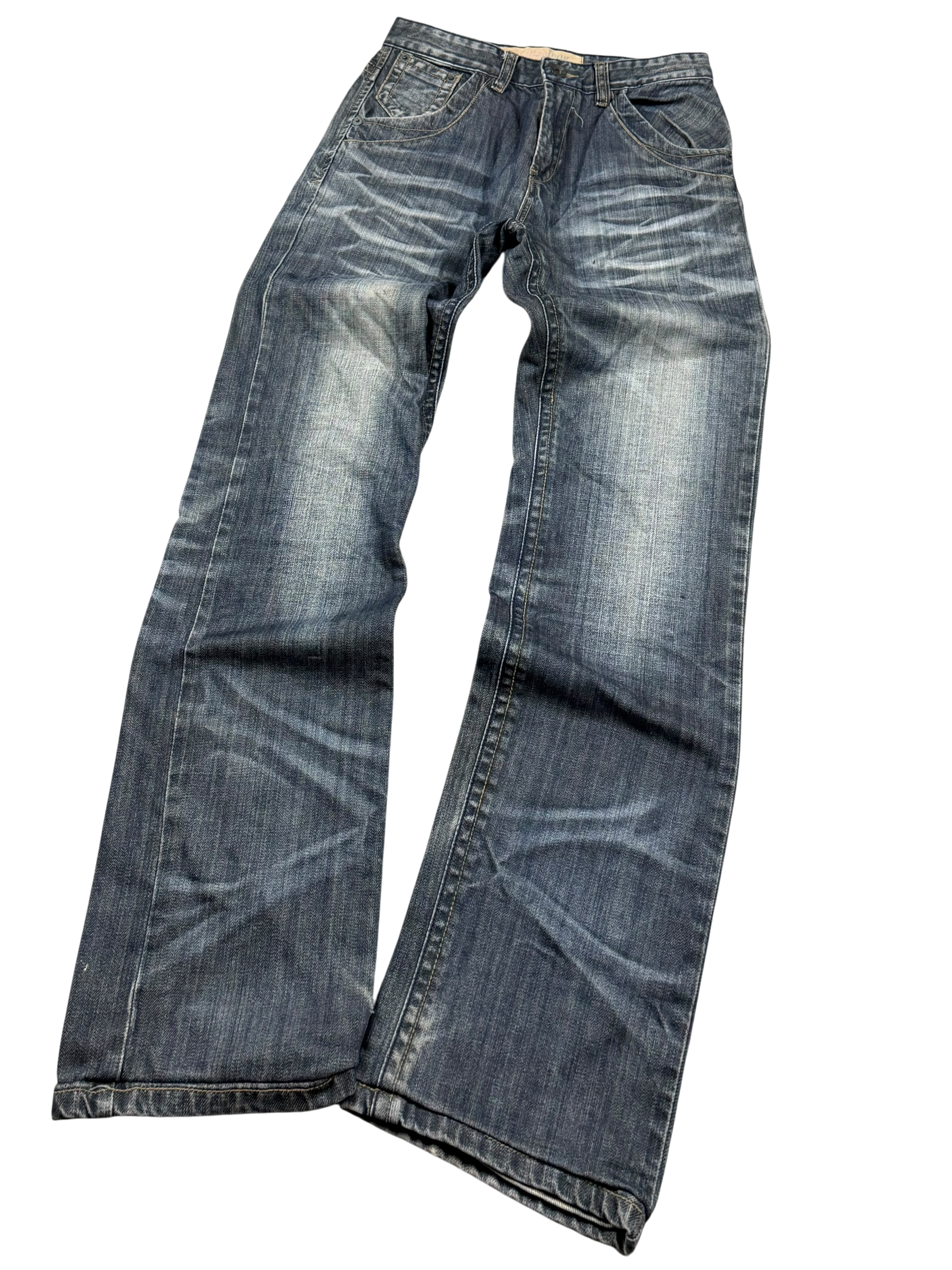 Washed Straight-Fit Jeans (XS-S)