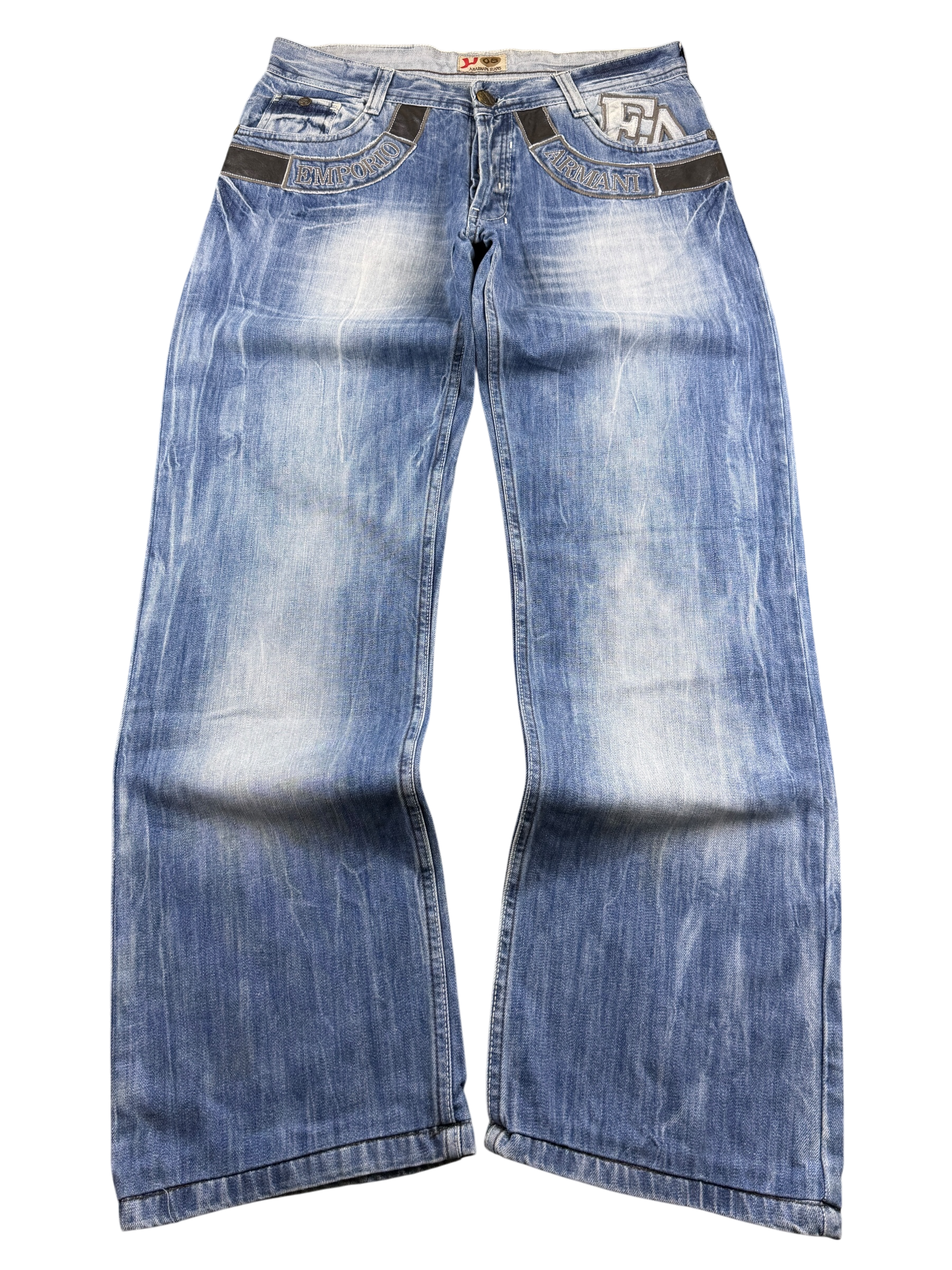 Armani crazy washed Big Logo Bootcut Jeans (S-M)