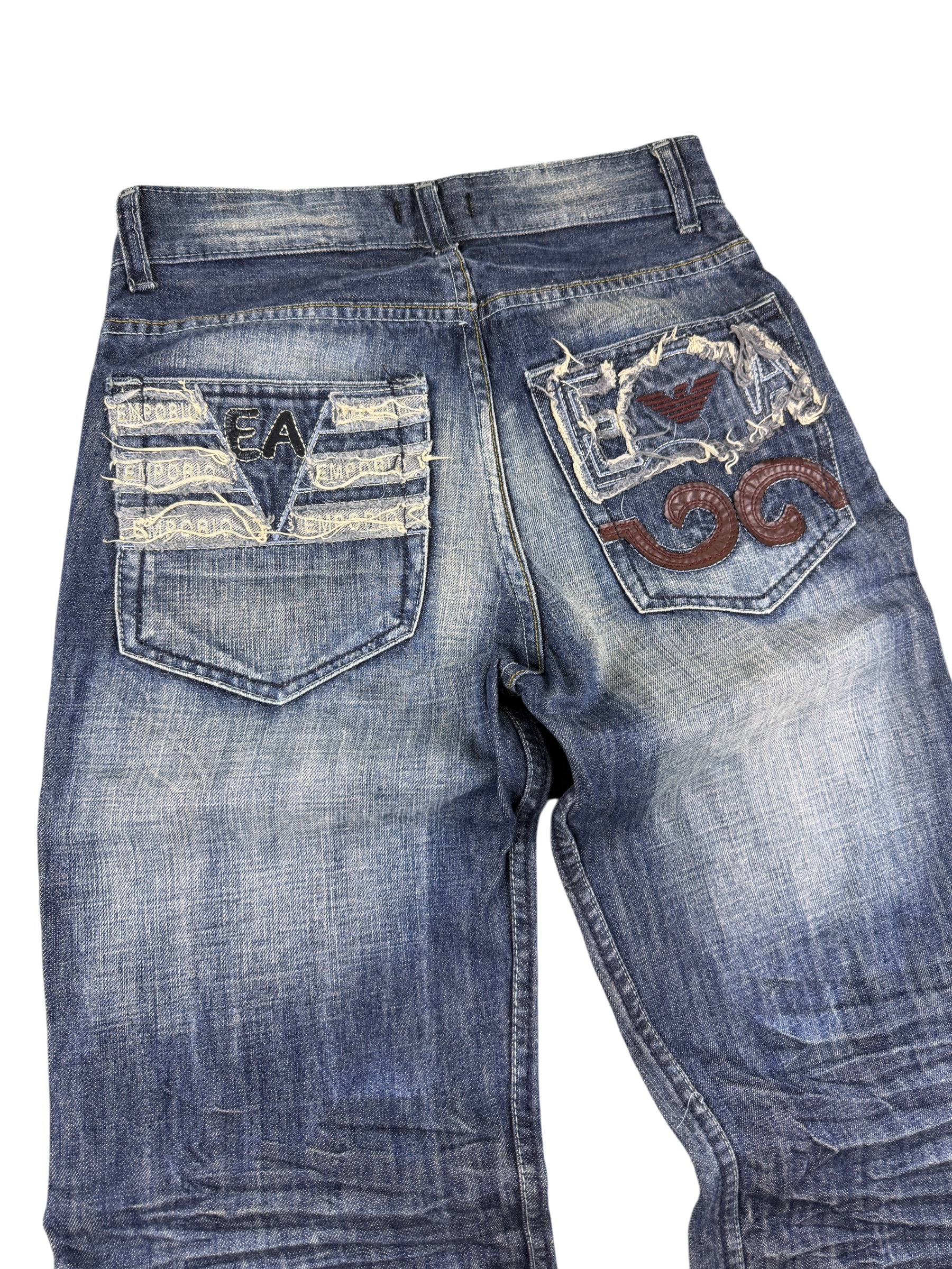 Armani crazy washed Big Logo Bootcut Jeans (XS-S)